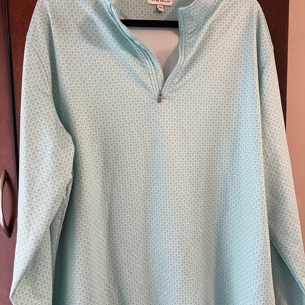 Peter Millar Aqua Patterned Quarter Zip - image 1